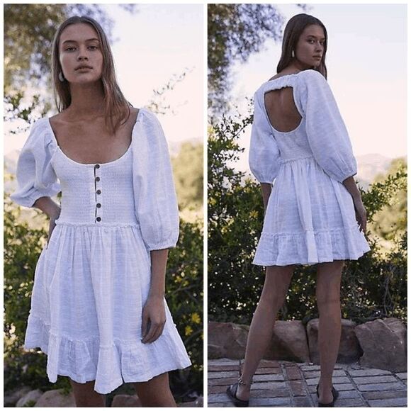 Free People Summer Picnic Mini Dress - White - Picture 1 of 1